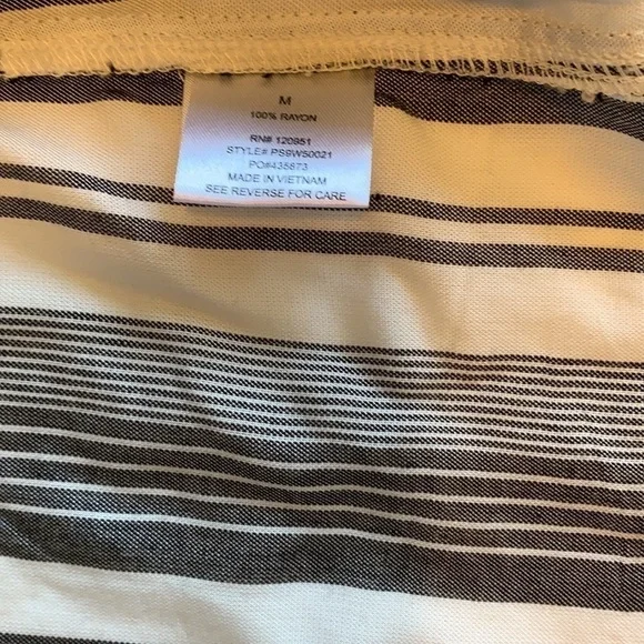 PINK ROSE black natural long sleeve shirtdress summer neutral pinstripe - Picture 10 of 13